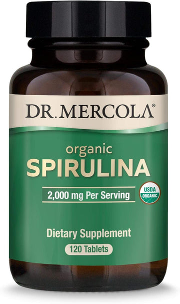 Dr. Mercola Organic Spirulina Dietary Supplement, 2,000 Mg Per Serving, 30 Servings (120 Tablets), Supports Normal Immune And Inammatory Responses*, Gluten Free, Usda Organic