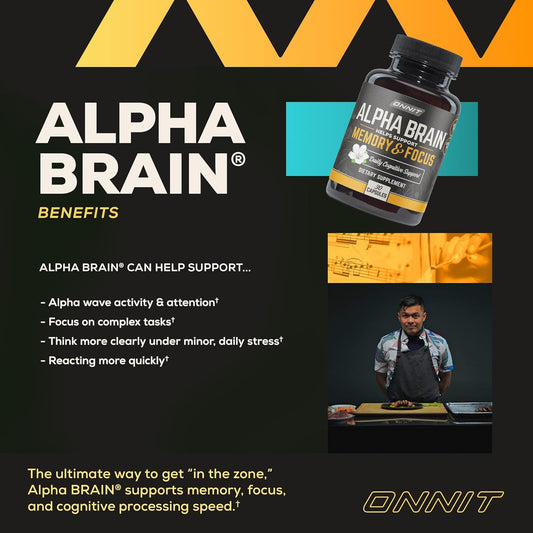 Onnit Alpha Brain Premium Nootropic Brain Supplement,For Men & Women - Caffeine-Free Focus Capsules For Concentration, Brain Booster& Memory Support - Cat'S Claw, Bacopa, Oat Straw