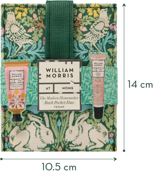 William Morris At Home Hand Cream 30Ml And Lip Balm 10Ml In Display Tray With Canvas Pocket Pouch, Shea Butter And Jojoba Oil, Beauty Gift For Her, Travel Size, Cruelty And Vegan Friendly