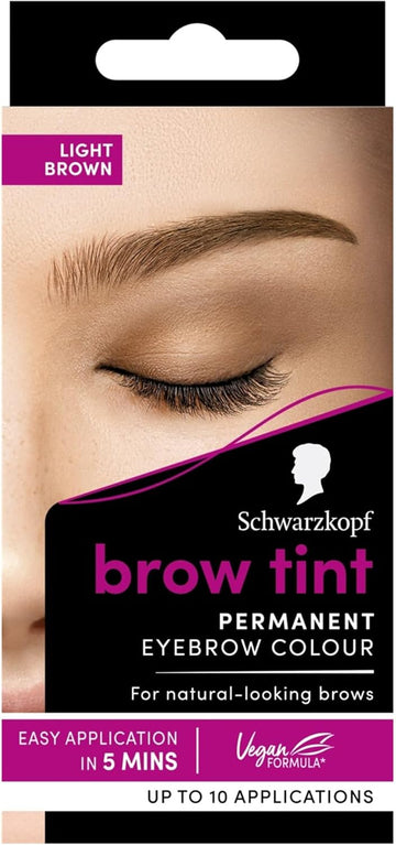 Schwarzkopf Brow Tint Professional Formula Eyebrow Dye Brow Tinting Kit With Gentle Permanent Colour - Light Brown