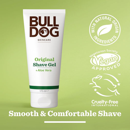 Bulldog Skincare Original Shave Gel 175Ml For Men, Smooth & Comfortable Shave, Enriched With Aloe Vera