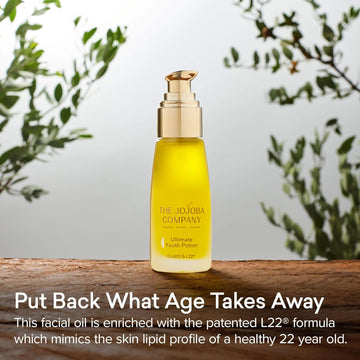 The Jojoba Company Ultimate Youth Potion, Maintains Youthful Glow, Improves Skin Elasticity & Firmness, Enriched W/Patented L22 Formula - Restores Skin Lipid Profile Of A Healthy 22 Year Old, 50Ml