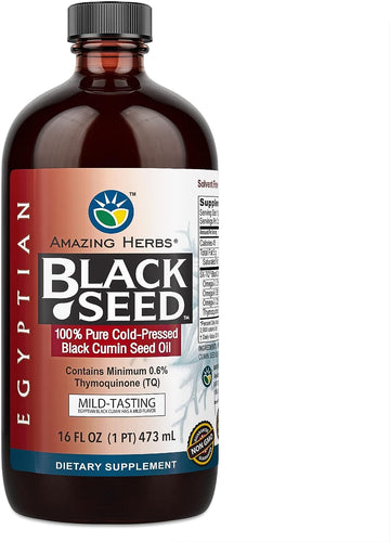 Amazing Herbs Egyptian Black Seed Oil - Gluten Free, Non GMO, Cold Pre