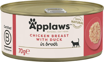 Applaws 100% Natural Wet Cat Food, Chicken With Duck In Broth, 70 G Tin (Pack Of 24)1025Ce-A