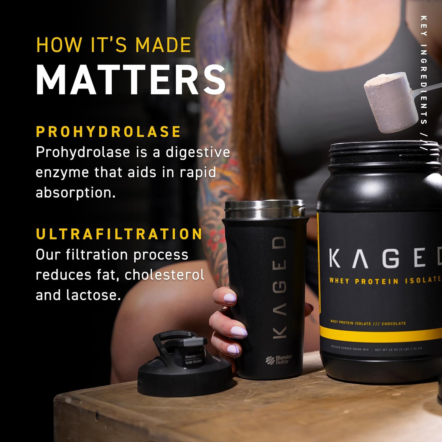 Kaged Whey Protein Isolate Powder | PB Chocolate | 100% Pure Low Lacto