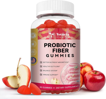 9-In-1 Probiotic Fiber Gummies For Adults & Teens 16G Fiber Per Serving, Psyllium Fiber Supplement With 5 Billion Cfu Bacillus Coagulans, Inulin, Acv For Digestive, Gut & Immune Wellness - 2 Bottles
