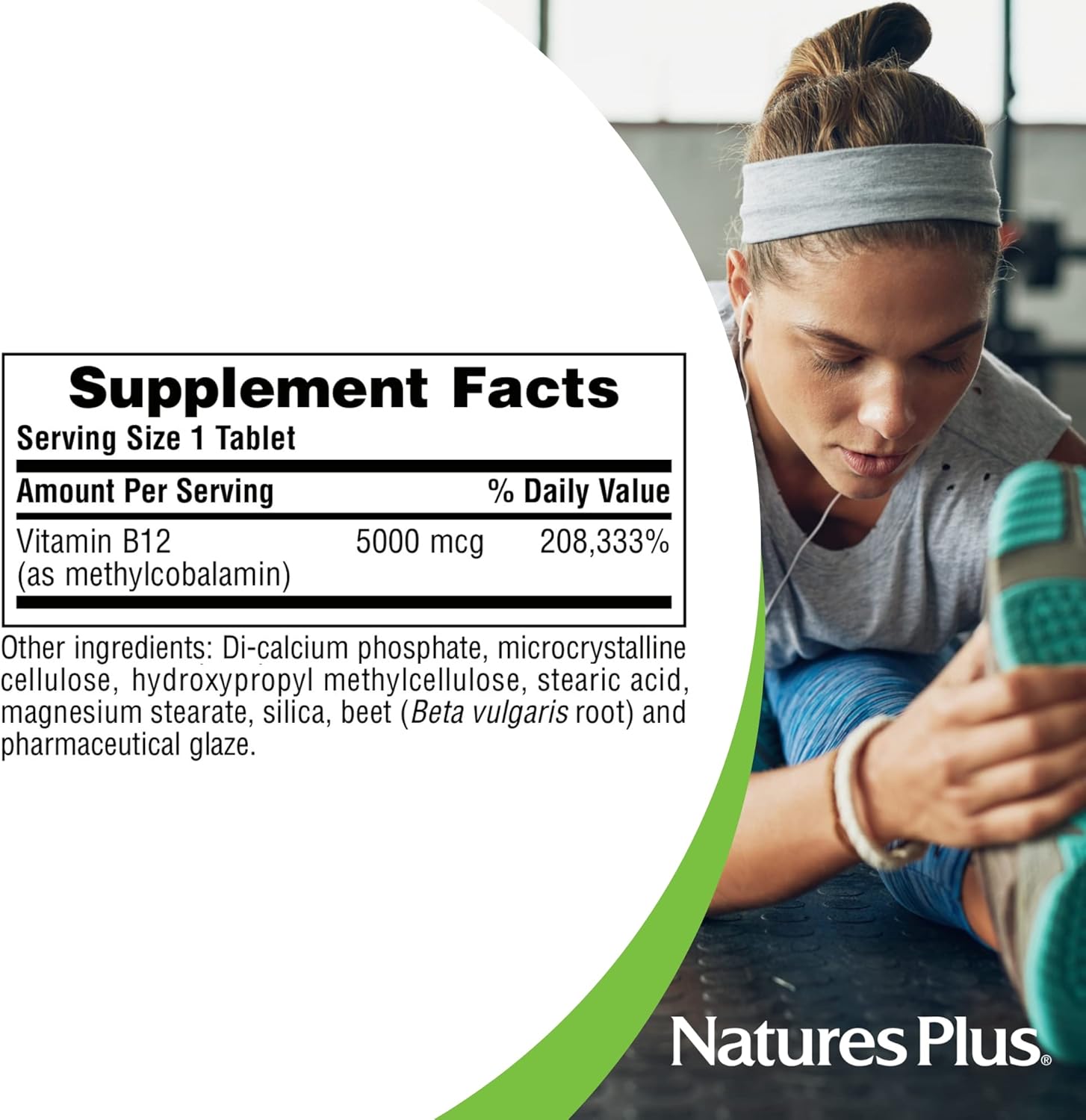 Natures Plus Shot-O-B12 (Methylcobalamin), Sustained Release - 5000 Mcg, 60 Vegetarian Tablets - High Potency, Fast Acting B12 Supplement - Memory & Energy Booster - Gluten-Free - 60 Servings