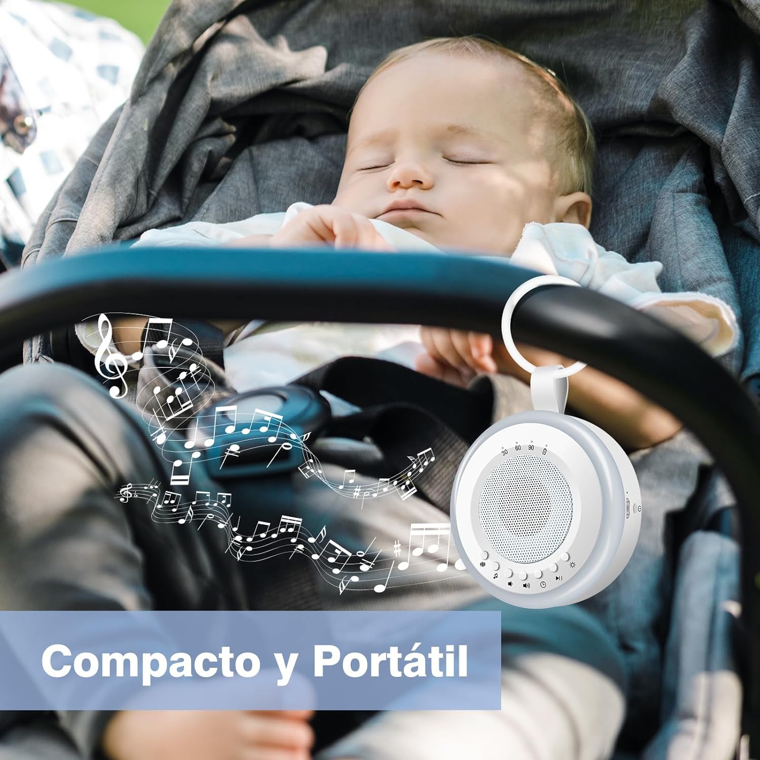 Easy@Home White Noise Sound Machine: Portable 2 in 1 Soother Night Light for Baby - 16 Soothing Lullaby Sounds - Sound Therapy for Home - USB Rechargeable GM-02 : Health & Household