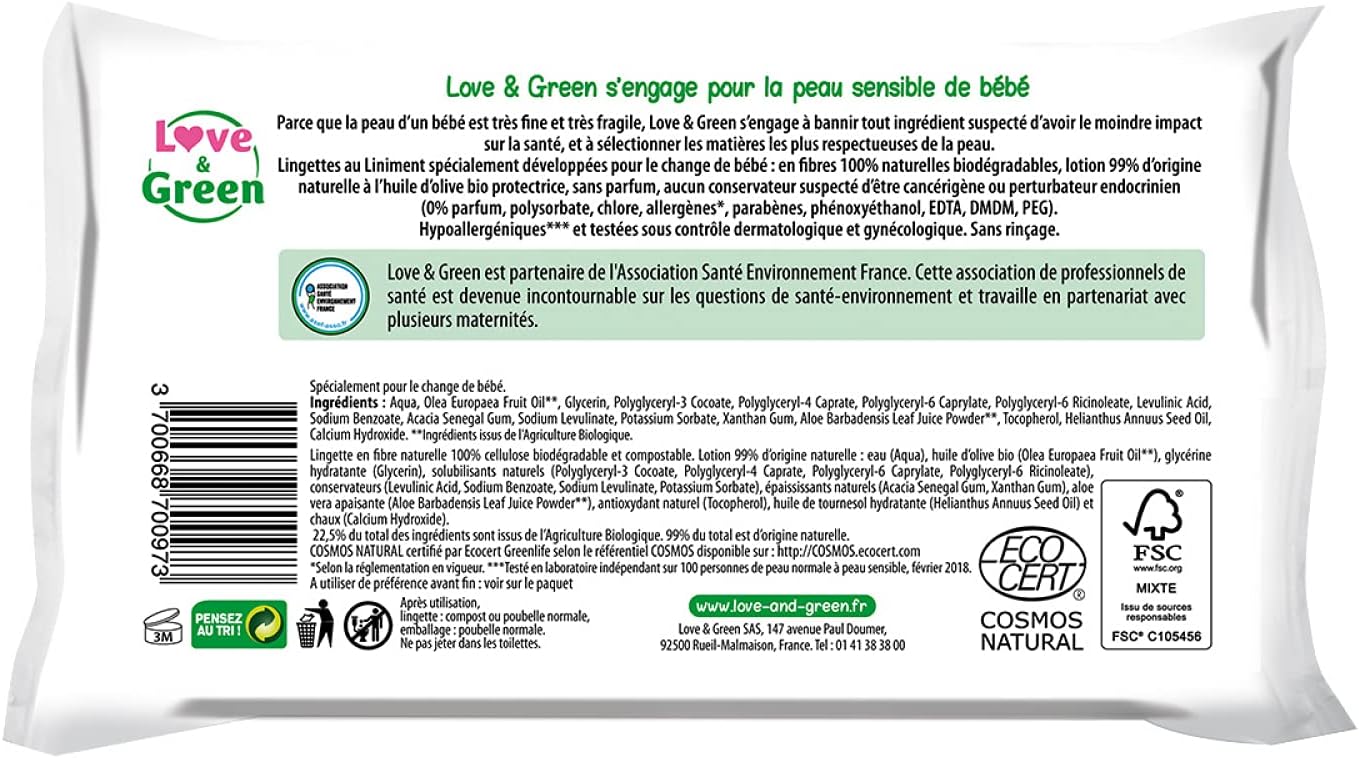 Love & Green Liniment Wipes 56 Wipes