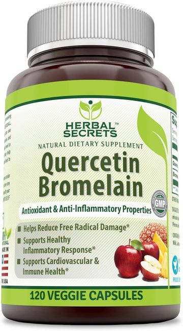 Herbal Secrets Quercetin 800Mg With Bromelain 165Mg, Veggie Capsules Supplement | Non-Gmo | Gluten Free | Made In Usa (965 Mg, 120, Count)