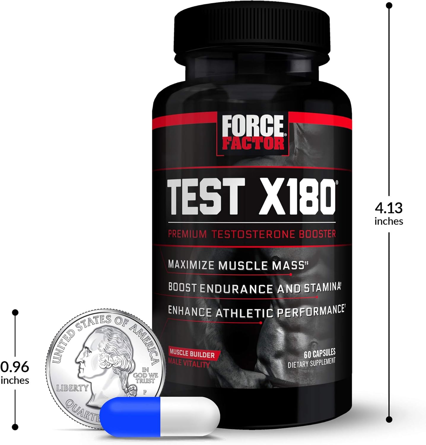 Force Factor Test X180 Supplement For Men Capsules, 60 Count, (Packaging May Vary)