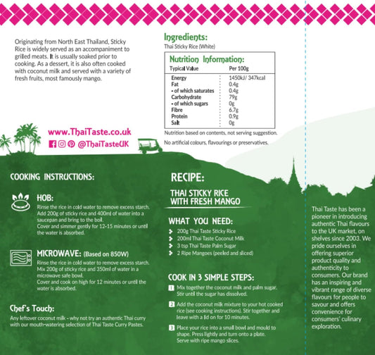 Thai Taste - Thai Sticky Rice - Kao Niao Thai - 200G