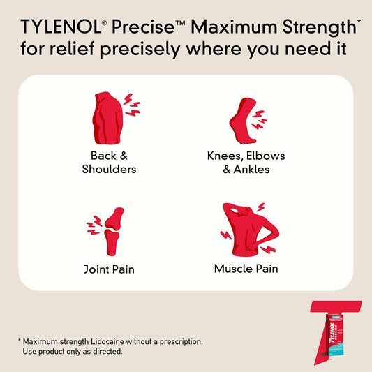 Tylenol Precise Cooling Pain Relieving Cream, Maximum Strength 4% Lidocaine & 1% Menthol Cooling Pain Cream For Joint Pain, Fast-Acting, Penetrating Pain Relieving, Light Scent, 4Oz