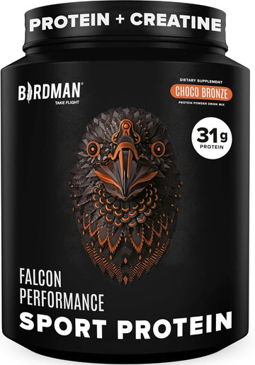 Falcon Performance Vegan Protein Powder, 31G Protein, 5G Creatine, 5G Bcaa, Probiotics, Electrolytes, Pre Workout, Low Carb, Sugar Free & Dairy Free, Plant Based Chocolate Protein -19 Servings