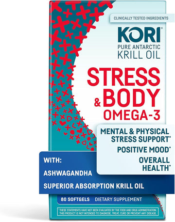 Kori Stress & Body Adaptogen Supplement - Krill Oil & Ashwagandha/Omeg