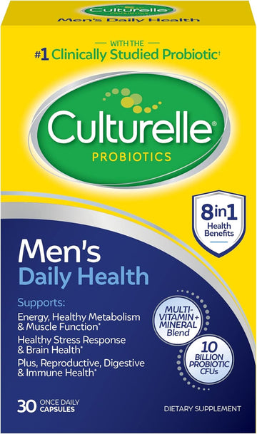 Culturelle Daily Health 8-In-1 Probiotic And Multivitamin For Men - 30 Count - Naturally-Sourced Probiotics For Digestive Health & Immune Support, With Magnesium, Vitamin D3, Vitamin C, Vitamin B12