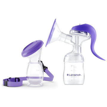 Lansinoh Manual Breast Pump And Silicone Breast Pump Bundle For Breastfeeding Moms