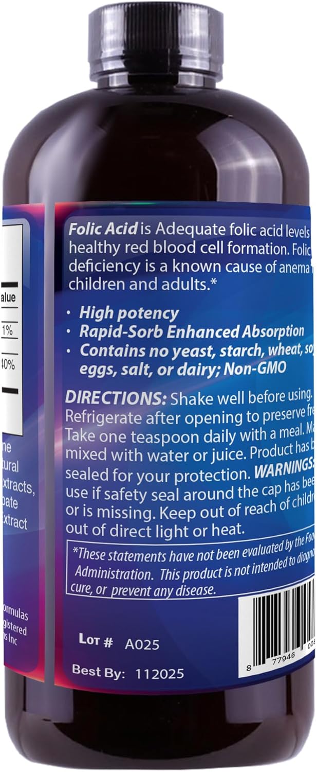 Liquid Folic Acid 800 Mcg, 8 Oz. : Health & Household