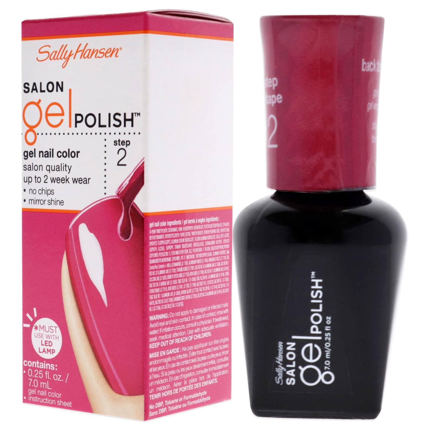 Sally Hansen Salon Pro Gel Nail Polish Lacquer, Back to the Fuchsia, 0.24 Fl. Oz. : Nail Polish : Beauty & Personal Care