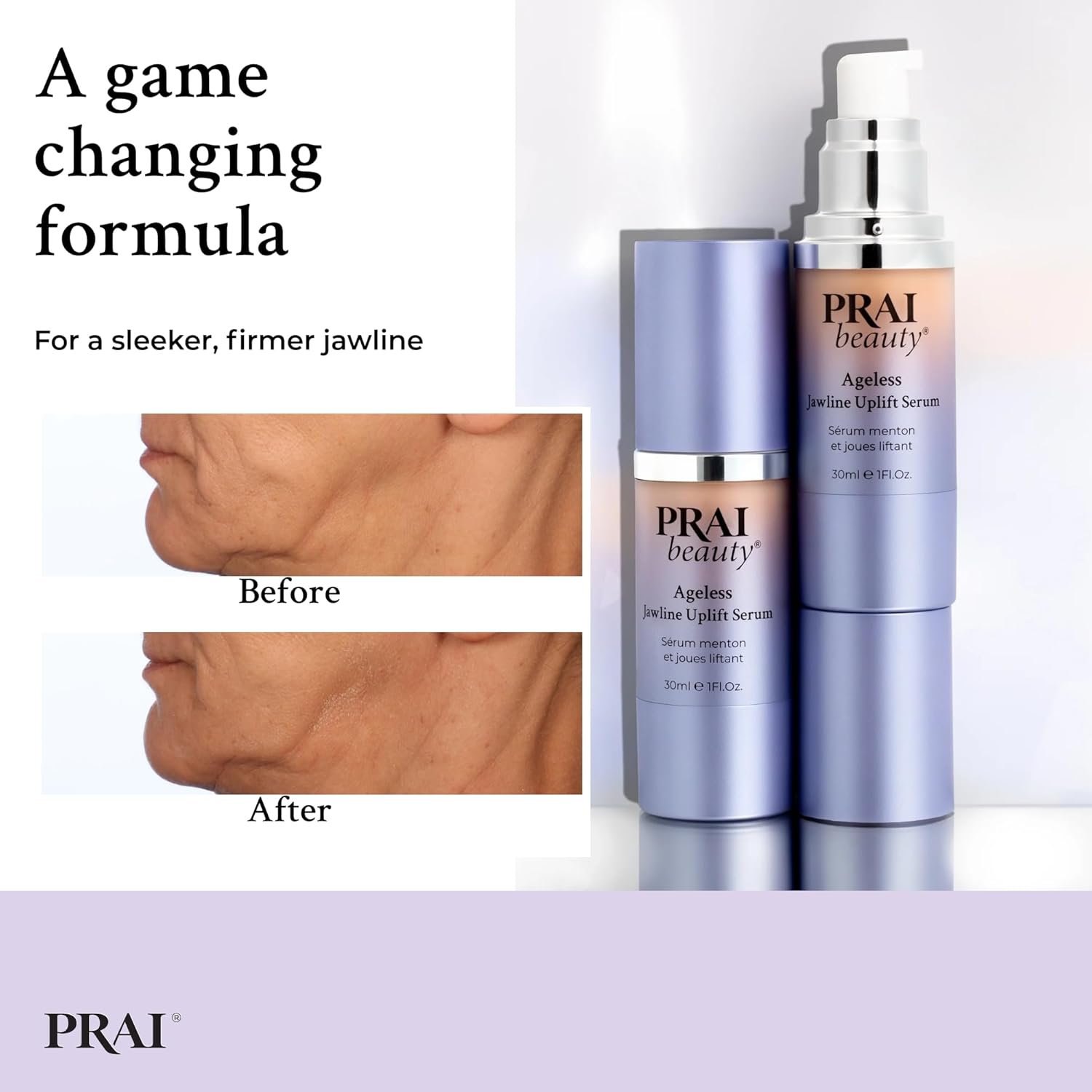 PRAI Ageless Jawline Uplift Serum 30ml - Dramatic, Anti-Gravity Instant Lift & Tightening Effect - Reduces Appearance of Wrinkles - Firms, Tones & Smoothes Skin - with Hyaluronic Acid, Vitamins C & E : Amazon.co.uk: Beauty