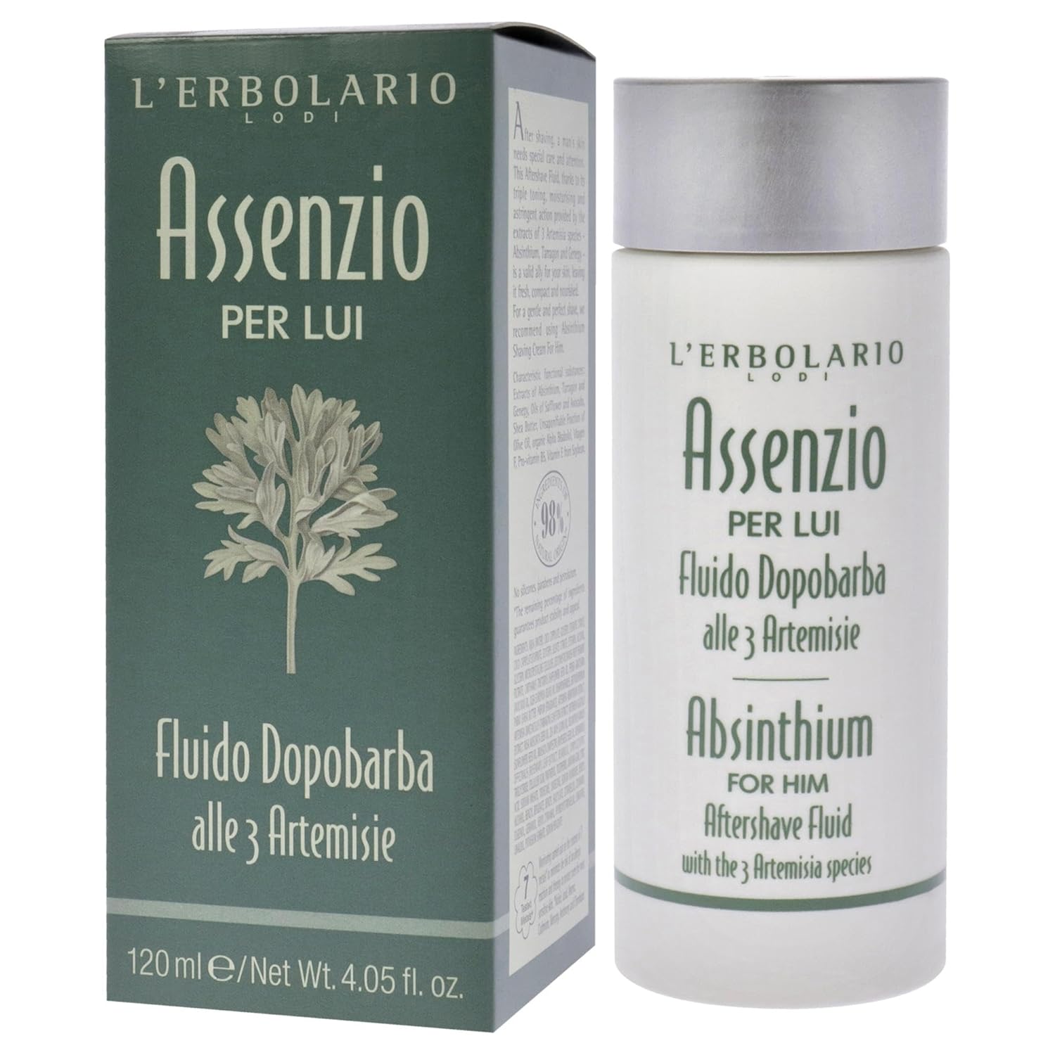 L'Erbolario Absinthium Aftershave Fluid - Absinthium, Tarragon And Genepy - Triple Toning, Moisturizing And Astringent Action - Leaves Skin Feeling Fresh, Compact And Nourished - For Men - 4.05 Oz : Beauty & Personal Care