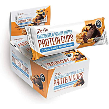 Zenevo Chocolate Peanut Butter Protein Cups  Balanced Macros  No Sugar Spike  High Protein  Gluten Free Meal Replacement 12 Count Box
