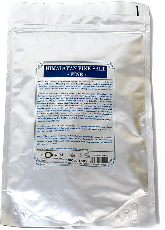 Mystic Moments Himalayan Crystal Salt Fine 500G | Natural Bath Soak For Muscle, Perfect For Skin, Face & Body 100% Natural Vegan Gmo Free