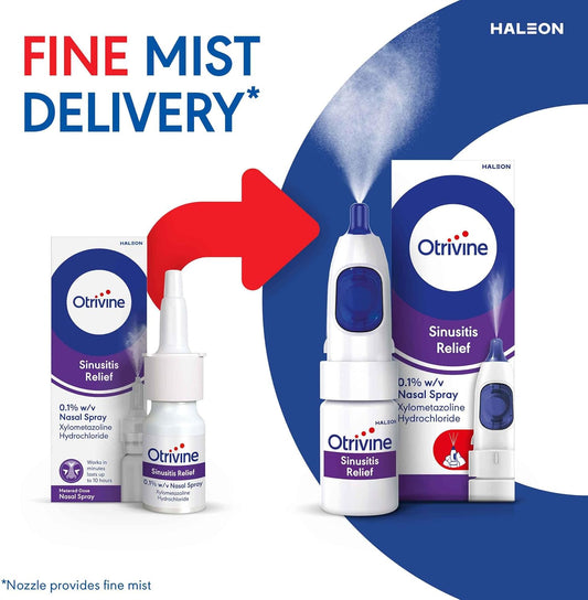 Otrivine Decongestant Nasal Spray, Nose Spray For Sinusitis & Blocked Nose Relief, 10Ml