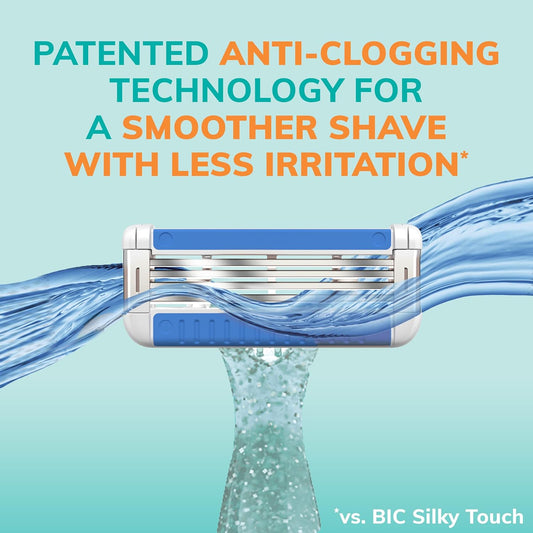 Bic Easyrinse Anti-Clogging Women'S Disposable Razors For A Smoother Shave With Less Irritation*, Easy Rinse Shaving Razors With 4 Blades, 6 Count