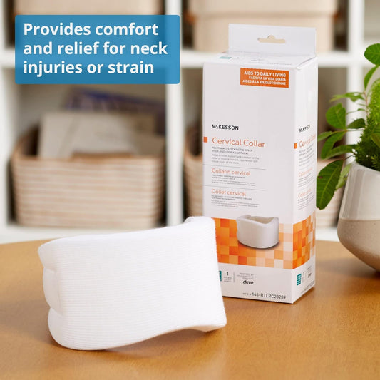 McKesson Cervical Collar - Soft Density Polyfoam, One-Piece, for Adults - One Size Fits Most, 19 in - 22 in Neck Circumference, 1 Count