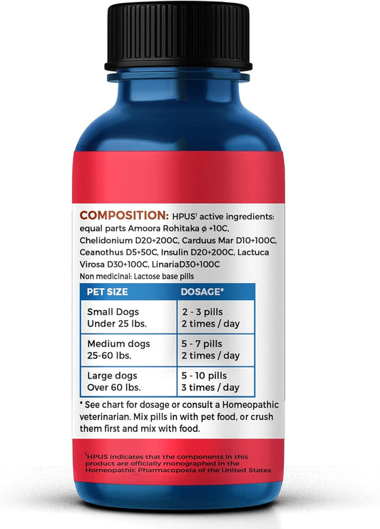 Bestlife4Pets Hepatic Dog Liver Support - Dissolvable Homeopathic Liver And Digestive Canine Supplement For Liver Detox And Nutrient Absorption - 100% All Natural - Free Of Chemicals Or Additives