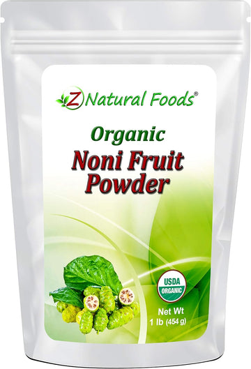 Z Natural Foods Organic Noni Fruit Powder - Queen Of Health Plants Superfood Supplement - Mix In Juice, Drinks, Shakes, Smoothies, Recipes - Raw, Vegan, Non-Gmo - 1 Lb