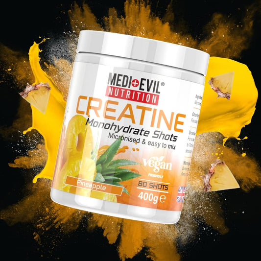 Medi-Evil Nutrition Creatine Monohydrate Shots Powder Vegan Friendly, Forest Fruit Flavour, 400G, 80 Servings, Micronised For Easy Mixing (Pack Of 1 Tub)