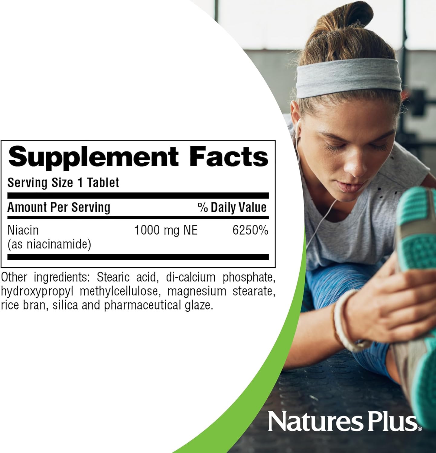 Natures Plus Niacinamide 1000 Mg - 90 Sustained Release Tablets, Pack Of 2 - Supports Immune & Skin Health, Energy Production & Brain Function - Vegetarian, Gluten Free - 180 Total Servings