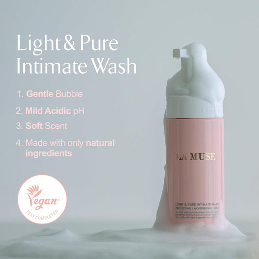La Muse Daily Vegan Feminine Wash | Ph Balanced Paraben-Free Vaginal Wash | Micro Bubble, Soft & Mild Cleansing For Sensitive Skin | Plant Based Natural Intimate Hygiene For Women | 5.07 Fl Oz