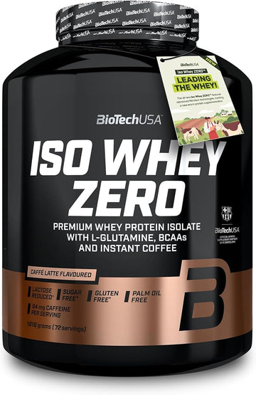 Biotechusa Iso Whey Zero | Premium Whey Protein Isolate | Grass-Fed | Enzyme-Free | Sugar- And Gluten-Free, 2.27 Kg, Caffé Latte