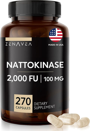 Nattokinase Supplement - 2000 Fu Of Enzyme - 270 Capsules Of Nattokinase 100Mg - Gluten Free, Non-Gmo, Vegan
