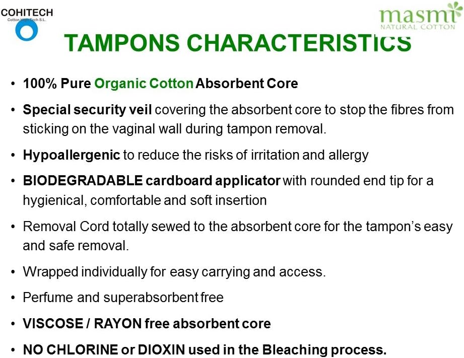 3 X 14 Masmi Super Applicator Cotton Tampons Certified Organic Hypoallergenic, Biodegradable, Cardboard Applicator, Free Of Perfume Viscose Rayon Chlorine And Dioxin (Triple Pack)
