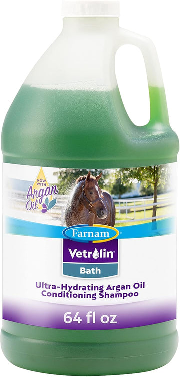 Farnam Vetrolin Bath Ultra-Hydrating Shampoo For Horses And Dogs 64 Ounces,Green