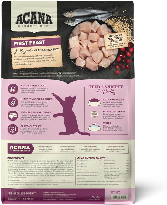 Acana Dry Cat Food For Kittens, First Feast, Free Run Chicken And Whole Herring, 4Lb