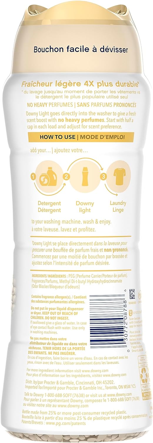 Downy Light Laundry Scent Booster Beads For Washer, Shea Blossom, 18.2 Oz, With No Heavy Perfumes