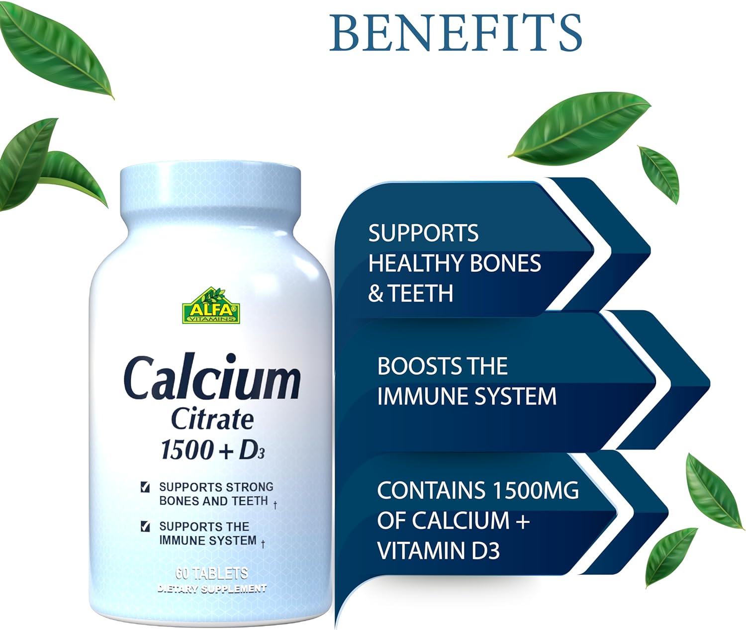 Calcium 1500 + D 1500 Mg 60 Tablets - Calcium Supplement : Health & Household