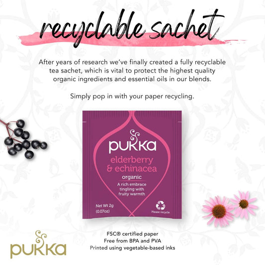 Pukka Organic Elderberry And Echinacea With Elderflower 20 Tea Bags (Pack Of 4)