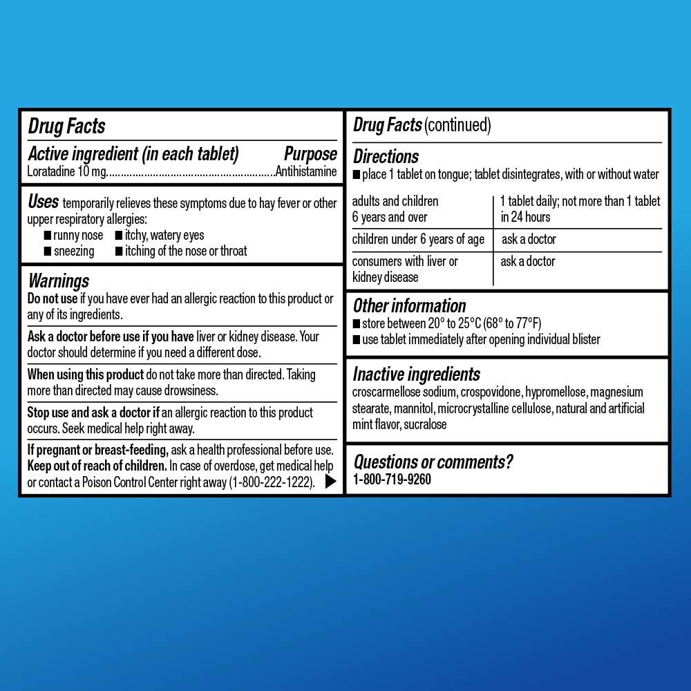 Care Loratadine Orally Disintegrating Tablets, 10 Mg, Antihistamine, Allergy Medicine, 24 Hour Relief, 30 Count : Health & Household