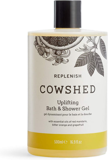 Cowshed Replenish Uplifting Bath & Shower Gel - 500 Ml - Vegan Body Wash For Women & Men | Parabens Free Spa Shower Gels | Moisturising Bath Gel For Women - Natural Body Wash For Everyday Use
