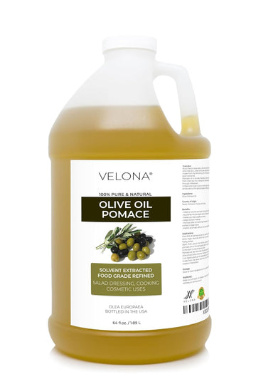 velona Olive Pomace Oil 64 oz | 100% Pure and Natural Carrier Oil | Refined, Cold pressed | Cooking, Skin, Hair, Body & Face Moisturizing | Use Today - Enjoy Results