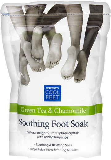 Three Packs Of Escenti Cool Feet Green Tea & Chamomile Soothing Foot Soak Bath Crystals 450G