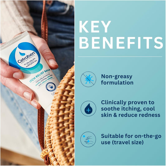 Cetraben Itch Relief Balm, For Dry, Itchy, Sensitive And Eczema-Prone Skin, Clinically Proven To Soothe Itching, Cool Skin, And Reduce Redness. Relieves Flare-Up Patches, Fragrance Free, 1 X 50 Ml