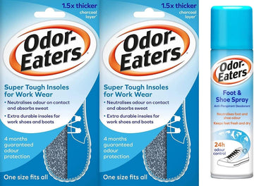 Odor-Eaters Super Tough Insoles X 2 Plus Foot Shoe & Spray 150 Ml Bundle