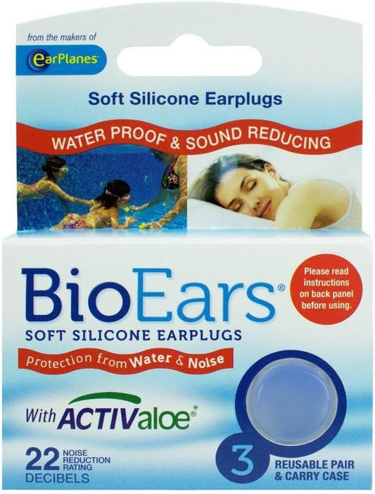 Bio Ears Soft Silicone Earplugs Protection - 3 Pairs (2 Pks (6 Pairs), Light Blue)